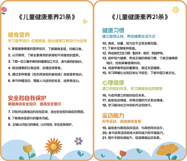 21个儿童全面健康素养知识点